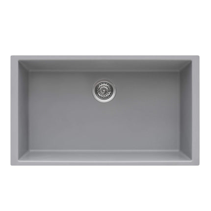 Ruvati 33 x 19 inch Granite Composite Undermount Single Bowl Kitchen Sink - Silver Gray - RVG2080GR Ruvati