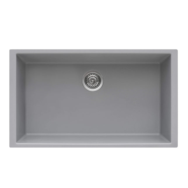 Ruvati 33 x 19 inch Granite Composite Undermount Single Bowl Kitchen Sink - Silver Gray - RVG2080GR Ruvati
