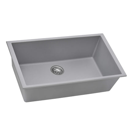 Ruvati 33 x 19 inch Granite Composite Undermount Single Bowl Kitchen Sink - Silver Gray - RVG2080GR Ruvati