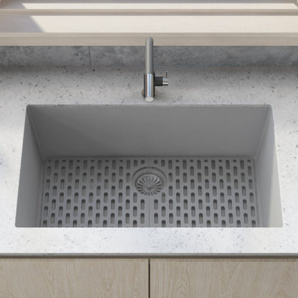 Ruvati 33 x 19 inch Granite Composite Undermount Single Bowl Kitchen Sink - Silver Gray - RVG2080GR Ruvati