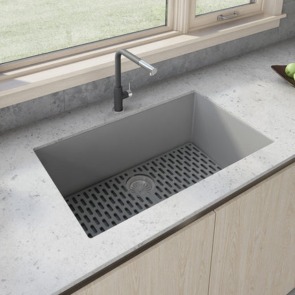 Ruvati 33 x 19 inch Granite Composite Undermount Single Bowl Kitchen Sink - Silver Gray - RVG2080GR Ruvati