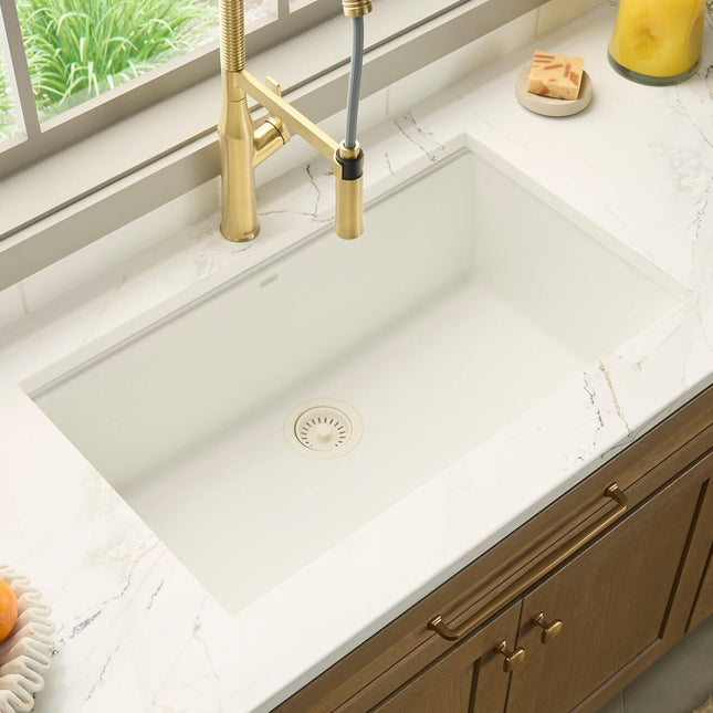 Ruvati 33 x 19 inch Granite Composite Undermount Single Bowl Kitchen Sink - Arctic White - RVG2080WH Ruvati