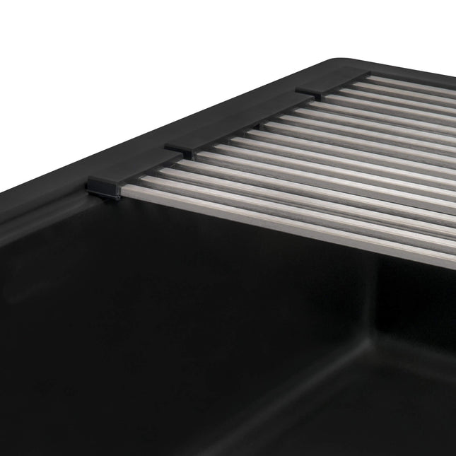 Ruvati 33-inch Undermount Workstation Granite Composite Kitchen Sink Matte Black - RVG2302BK Ruvati