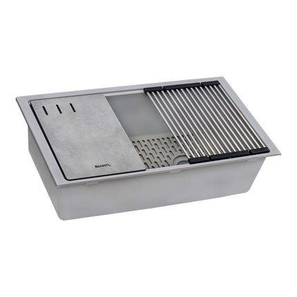 Ruvati 33-inch Undermount Workstation Granite Composite Kitchen Sink Silver Gray - RVG2302GR Ruvati