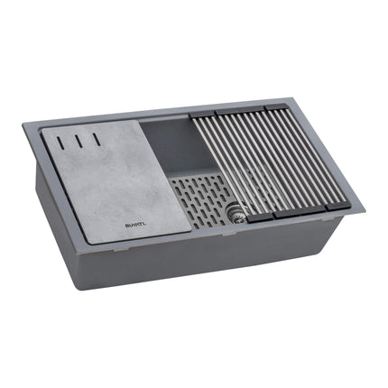 Ruvati 33-inch Undermount Workstation Granite Composite Kitchen Sink Urban Gray - RVG2302UG Ruvati