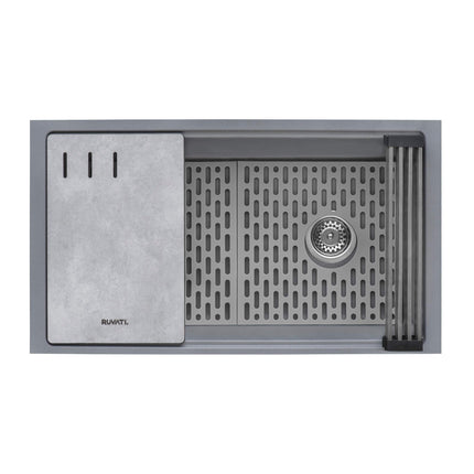 Ruvati 33-inch Undermount Workstation Granite Composite Kitchen Sink Urban Gray - RVG2302UG Ruvati