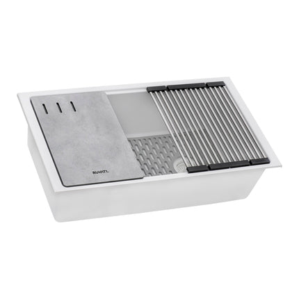 Ruvati 33-inch Granite Composite Workstation Undermount Kitchen Sink Single Bowl White - RVG2302WH Ruvati