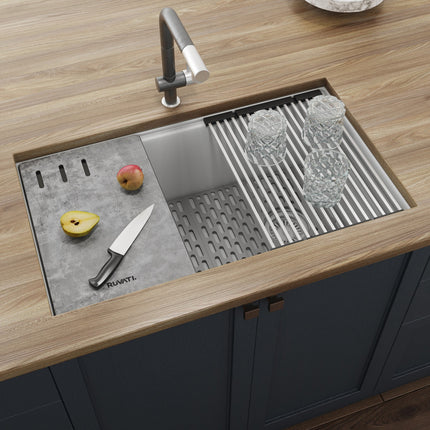 Ruvati 33-inch Granite Composite Workstation Undermount Kitchen Sink Single Bowl White - RVG2302WH Ruvati