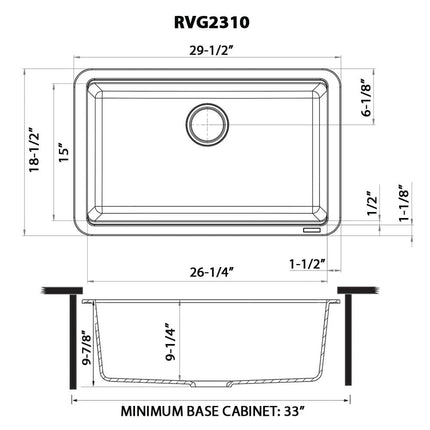 Ruvati 30-inch Granite Composite Workstation Matte Black Dual Mount Kitchen Sink - RVG2310BK Ruvati