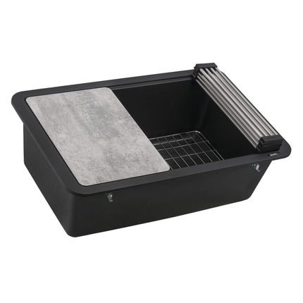 Ruvati 30-inch Granite Composite Workstation Matte Black Dual Mount Kitchen Sink - RVG2310BK Ruvati
