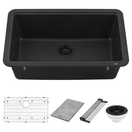 Ruvati 30-inch Granite Composite Workstation Matte Black Dual Mount Kitchen Sink - RVG2310BK Ruvati
