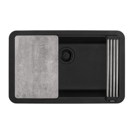 Ruvati 30-inch Granite Composite Workstation Matte Black Dual Mount Kitchen Sink - RVG2310BK Ruvati