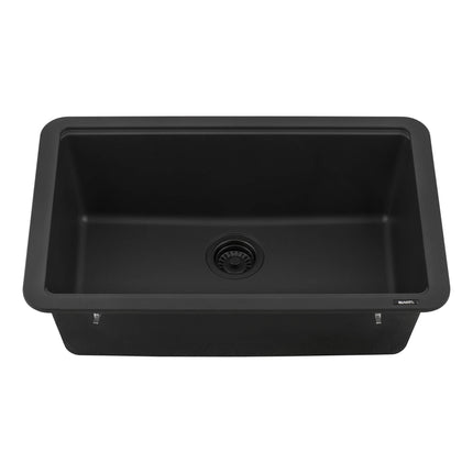 Ruvati 30-inch Granite Composite Workstation Matte Black Dual Mount Kitchen Sink - RVG2310BK Ruvati