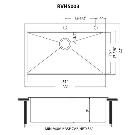 Ruvati 33 inch Polished Brass Matte Gold Workstation Drop-in Topmount Kitchen Sink Single Bowl - RVH5003GG Ruvati