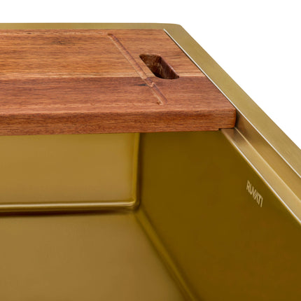 Ruvati 33 inch Polished Brass Matte Gold Workstation Drop-in Topmount Kitchen Sink Single Bowl - RVH5003GG Ruvati
