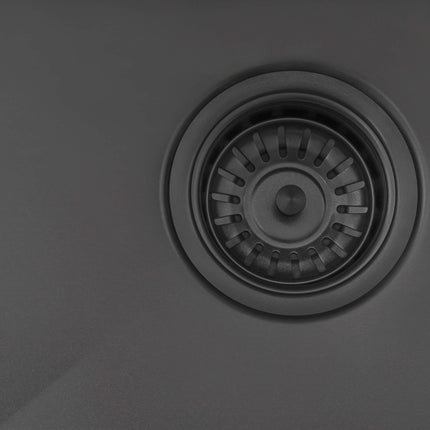 Ruvati 33 x 22 inch Gunmetal Black Stainless Steel Drop-in Topmount Kitchen Sink 16 Gauge Single Bowl - RVH5005BL Ruvati