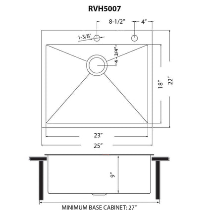 Ruvati 25 inch Polished Brass Matte Gold Drop-in Topmount Kitchen Sink Single Bowl - RVH5007GG Ruvati