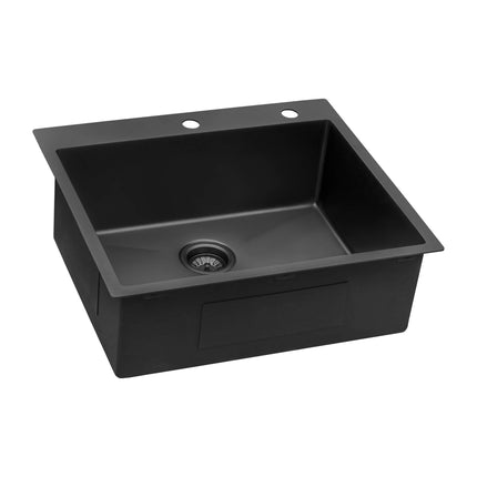 Ruvati 25 inch Gunmetal Black Stainless Steel Drop-in Topmount Kitchen Sink Single Bowl - RVH5007BL Ruvati