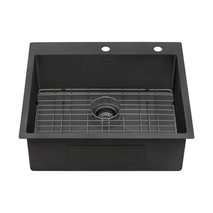 Ruvati 25 inch Gunmetal Black Stainless Steel Drop-in Topmount Kitchen Sink Single Bowl - RVH5007BL Ruvati