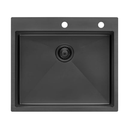 Ruvati 25 inch Gunmetal Black Stainless Steel Drop-in Topmount Kitchen Sink Single Bowl - RVH5007BL Ruvati