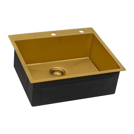 Ruvati 25 inch Polished Brass Matte Gold Drop-in Topmount Kitchen Sink Single Bowl - RVH5007GG Ruvati