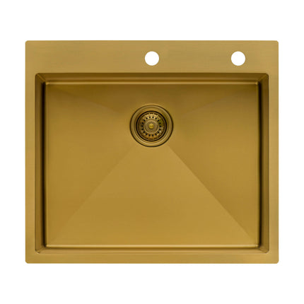 Ruvati 25 inch Polished Brass Matte Gold Drop-in Topmount Kitchen Sink Single Bowl - RVH5007GG Ruvati