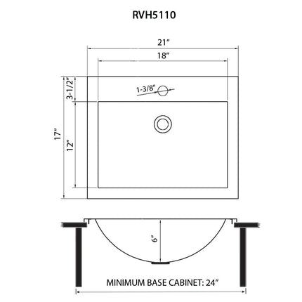 Ruvati 21 x 17 inch Gunmetal Black Drop-in Topmount Bathroom Sink Stainless Steel - RVH5110BL Ruvati
