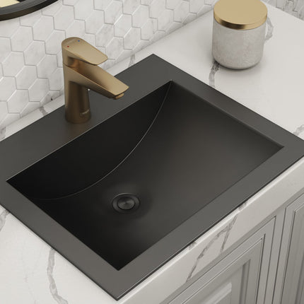 Ruvati 21 x 17 inch Gunmetal Black Drop-in Topmount Bathroom Sink Stainless Steel - RVH5110BL Ruvati