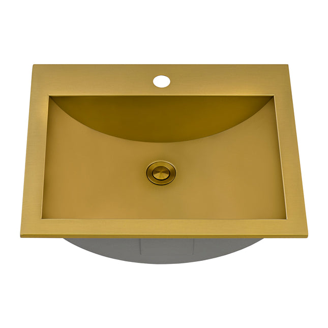 Ruvati 21 x 17 inch Brushed Gold Drop-in Topmount Bathroom Sink Polished Brass Stainless Steel - RVH5110GG Ruvati