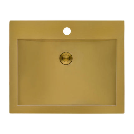 Ruvati 21 x 17 inch Brushed Gold Drop-in Topmount Bathroom Sink Polished Brass Stainless Steel - RVH5110GG Ruvati