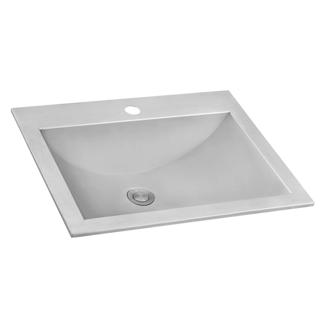 Ruvati 21 x 17 inch Drop-in Topmount Bathroom Sink Brushed Stainless Steel - RVH5110ST Ruvati