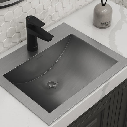 Ruvati 21 x 17 inch Drop-in Topmount Bathroom Sink Brushed Stainless Steel - RVH5110ST Ruvati