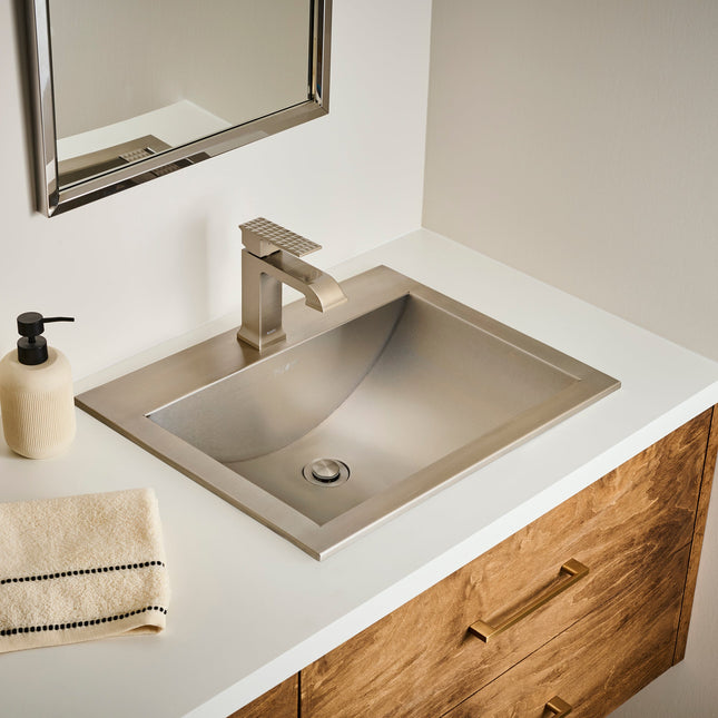 Ruvati 21 x 17 inch Drop-in Topmount Bathroom Sink Brushed Stainless Steel - RVH5110ST Ruvati