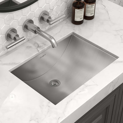 Ruvati 16 x 11 inch Brushed Stainless Steel Rectangular Bathroom Sink Undermount - RVH6107 Ruvati
