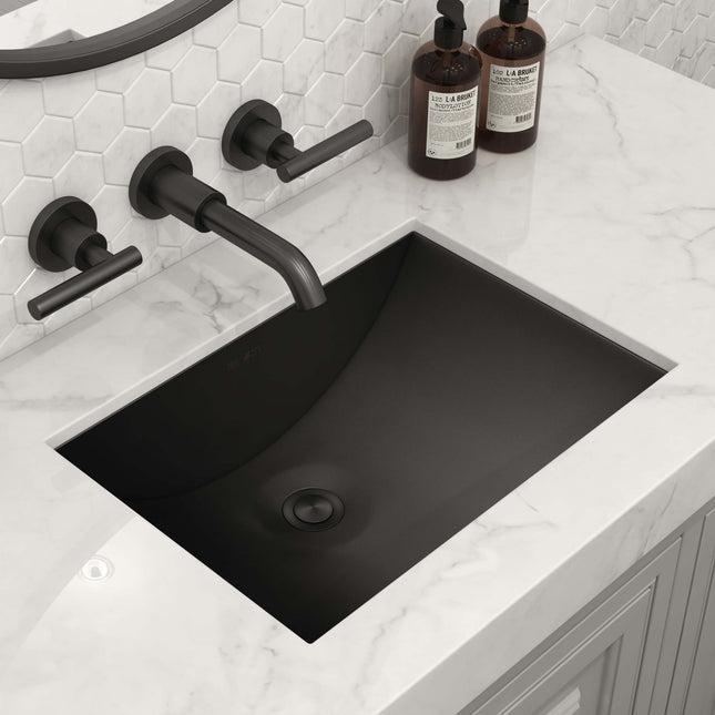 Ruvati 16 x 11 inch Gunmetal Black Undermount Bathroom Sink Stainless Steel - RVH6107BL Ruvati