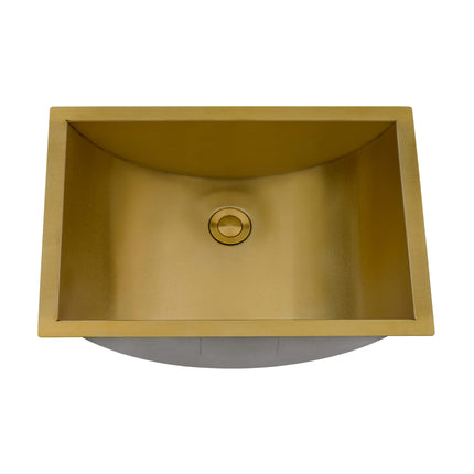 Ruvati 16 x 11 inch Brushed Gold Polished Brass Rectangular Bathroom Sink Undermount - RVH6107GG Ruvati