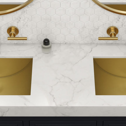 Ruvati 16 x 11 inch Brushed Gold Polished Brass Rectangular Bathroom Sink Undermount - RVH6107GG Ruvati