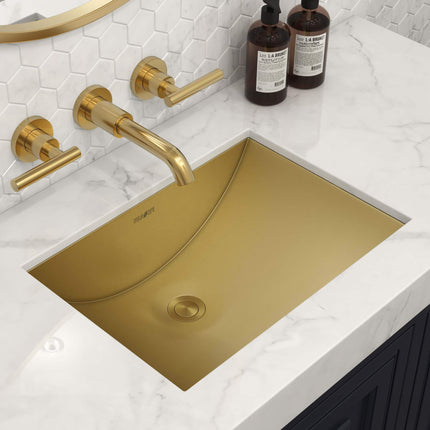 Ruvati 16 x 11 inch Brushed Gold Polished Brass Rectangular Bathroom Sink Undermount - RVH6107GG Ruvati