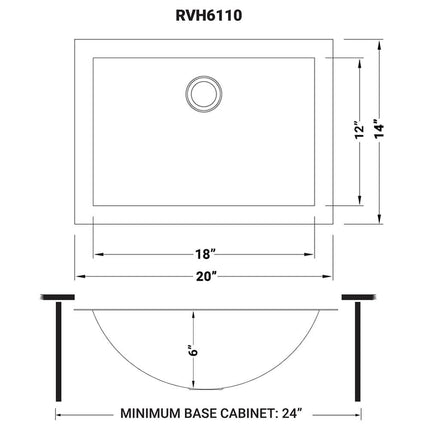 Ruvati 18 x 12 inch Brushed Stainless Steel Rectangular Bathroom Sink Undermount - RVH6110 Ruvati