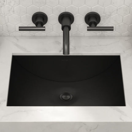 Ruvati 18 x 12 inch Gunmetal Black Stainless Steel Rectangular Bathroom Sink Undermount - RVH6110BL Ruvati