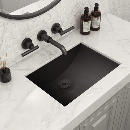 Ruvati 18 x 12 inch Gunmetal Black Stainless Steel Rectangular Bathroom Sink Undermount - RVH6110BL Ruvati