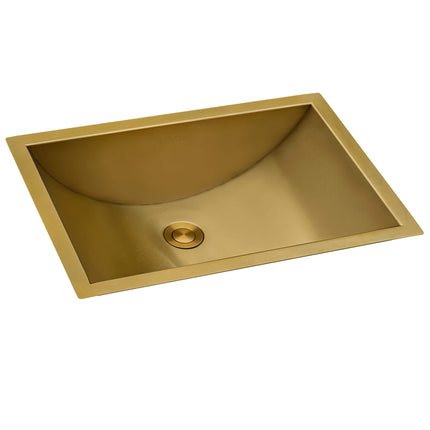 Ruvati 18 x 12 inch Brushed Gold Polished Brass Rectangular Bathroom Sink Undermount - RVH6110GG Ruvati