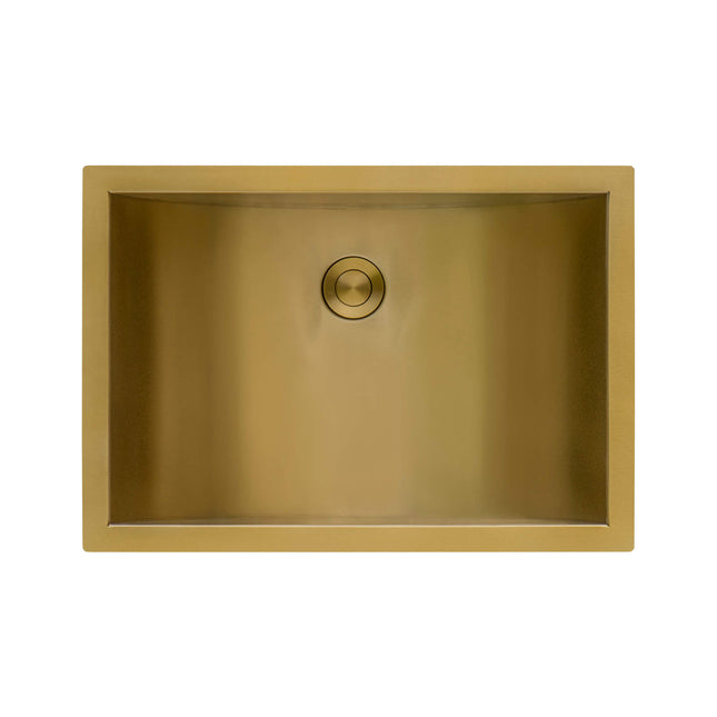 Ruvati 18 x 12 inch Brushed Gold Polished Brass Rectangular Bathroom Sink Undermount - RVH6110GG Ruvati