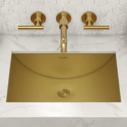 Ruvati 18 x 12 inch Brushed Gold Polished Brass Rectangular Bathroom Sink Undermount - RVH6110GG Ruvati