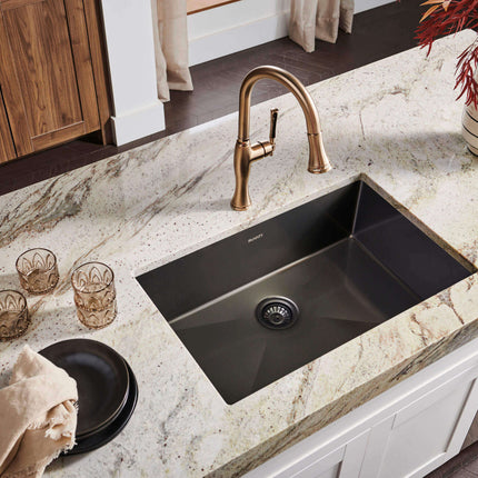 Ruvati 27-inch Undermount Gunmetal Black Stainless Steel Kitchen Sink 16 Gauge Single Bowl - RVH6127BL Ruvati