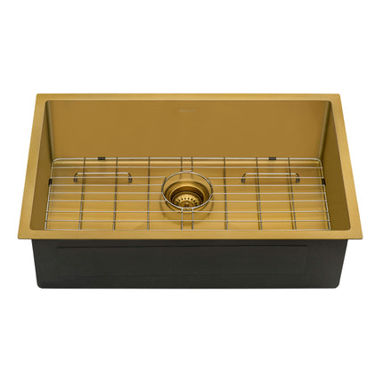 Ruvati 30-inch Undermount Satin Brass Matte Gold Stainless Steel Kitchen Sink 16 Gauge Single Bowl - RVH6300GG Ruvati