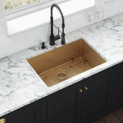 Ruvati 30-inch Undermount Satin Brass Matte Gold Stainless Steel Kitchen Sink 16 Gauge Single Bowl - RVH6300GG Ruvati