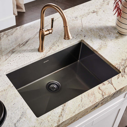 Ruvati 33-inch Undermount Gunmetal Black Stainless Steel Kitchen Sink 16 Gauge Single Bowl - RVH6433BL Ruvati