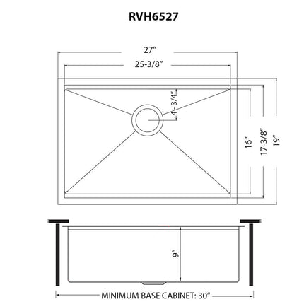 Ruvati 27 inch Gunmetal Black Stainless Steel Workstation Undermount Kitchen Sink Single Bowl - RVH6527BL Ruvati