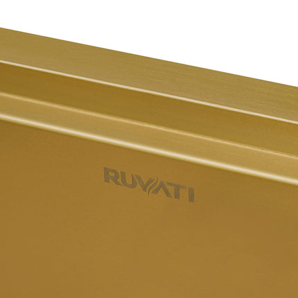 Ruvati 27 inch Polished Brass Matte Gold Workstation Undermount Kitchen Sink Single Bowl - RVH6527GG Ruvati